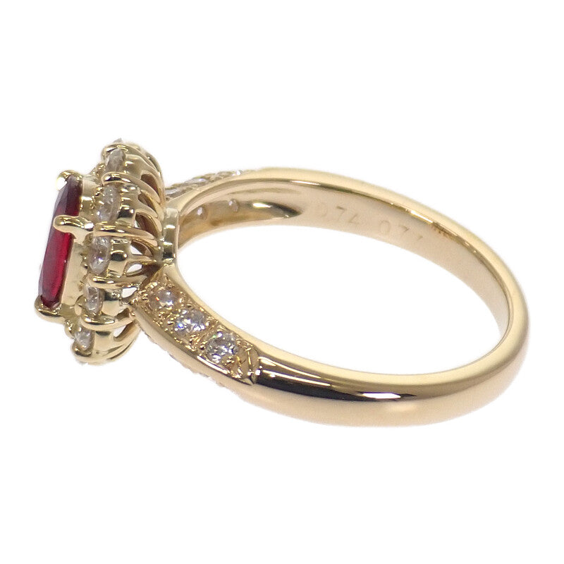 デザインジュエリー 加熱 14号 リング K18イエローゴールド ルビー ダイヤモンド レディース【中古】【Aランク】