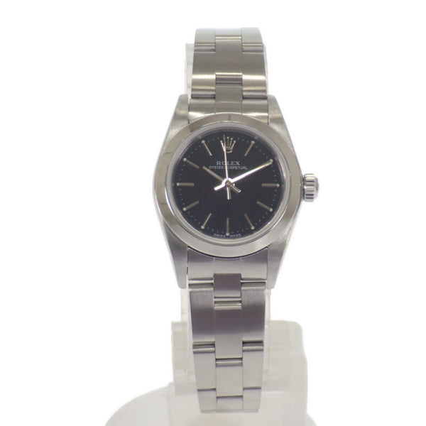 ロレックス ROLEX オイスターパーペチュアル Y番 76080 腕時計 ステンレススチール 自動巻き ブラック文字盤 レディース【中古】【ABランク】
