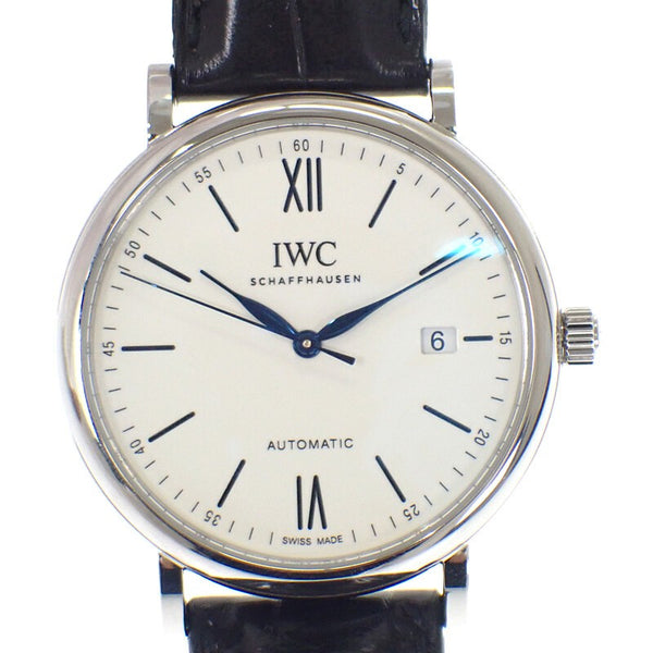 IWC インターナショナルウォッチカンパニー IWC ポートフィノ・オートマティック “150 イヤーズ” 世界2000本限定 IW356519 腕時計 ステンレススチール アリゲーター ホワイト ブラック 自動巻き ホワイト文字盤 シルバー金具 メンズ【中古】【Aランク】