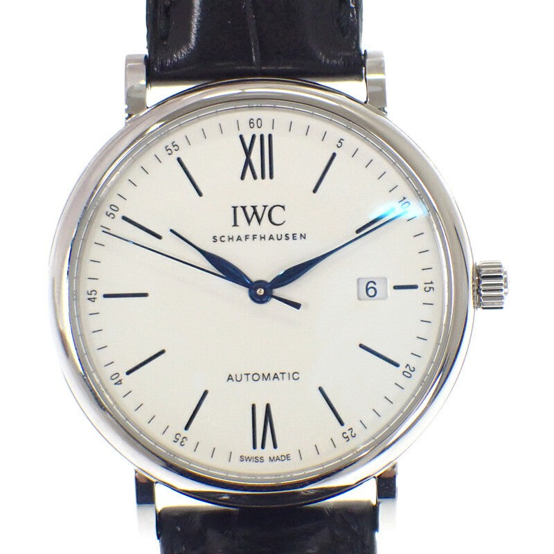 IWC インターナショナルウォッチカンパニー IWC ポートフィノ・オートマティック “150 イヤーズ” 世界2000本限定 IW356519 腕時計 ステンレススチール アリゲーター ホワイト ブラック 自動巻き ホワイト文字盤 シルバー金具 メンズ【中古】【Aランク】