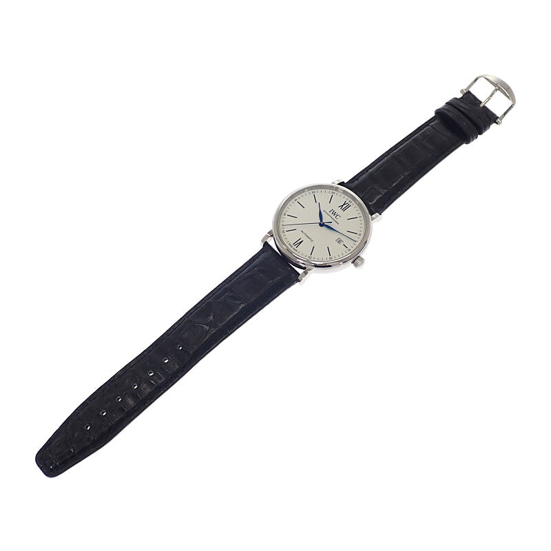 IWC インターナショナルウォッチカンパニー IWC ポートフィノ・オートマティック “150 イヤーズ” 世界2000本限定 IW356519 腕時計 ステンレススチール アリゲーター ホワイト ブラック 自動巻き ホワイト文字盤 シルバー金具 メンズ【中古】【Aランク】