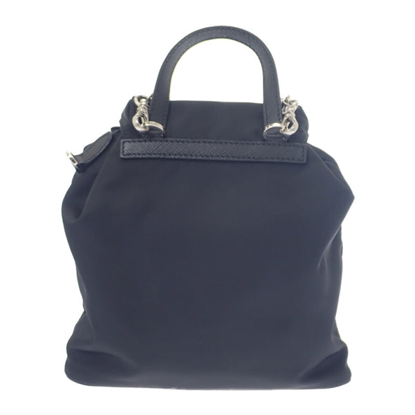 プラダ PRADA ミニバックパック 1BH029 ショルダーバッグ ナイロン サフィアーノ ブラック シルバー金具 レディース【中古】【Aランク】