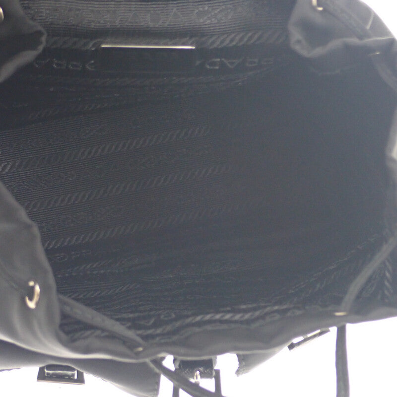 プラダ PRADA ミニバックパック 1BH029 ショルダーバッグ ナイロン サフィアーノ ブラック シルバー金具 レディース【中古】【Aランク】