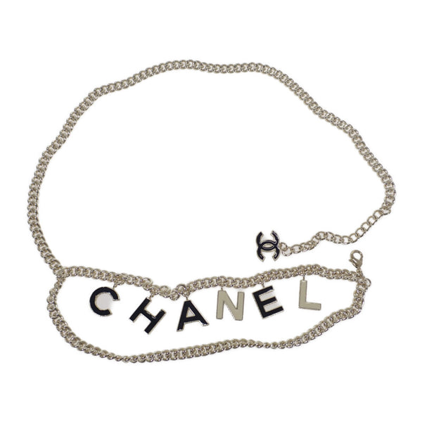 シャネル CHANEL チェーン CC ベルト メタル ゴールド ホワイト ブラック 77 レディース【中古】【Aランク】