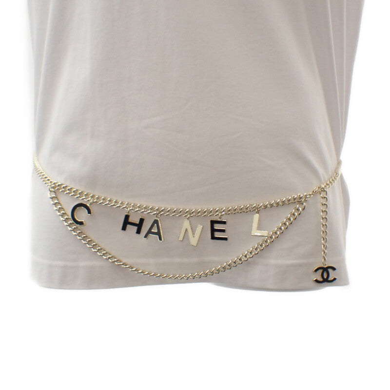 シャネル CHANEL チェーン CC ベルト メタル ゴールド ホワイト ブラック 77 レディース【中古】【Aランク】