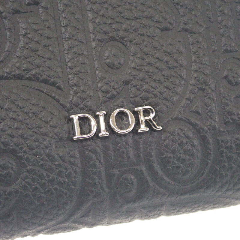 ディオール Dior グラビティ ジップ 2ESBC316FLG_H00N コインケース カーフ ブラック シルバー金具 レディース メンズ【中古】【Aランク】