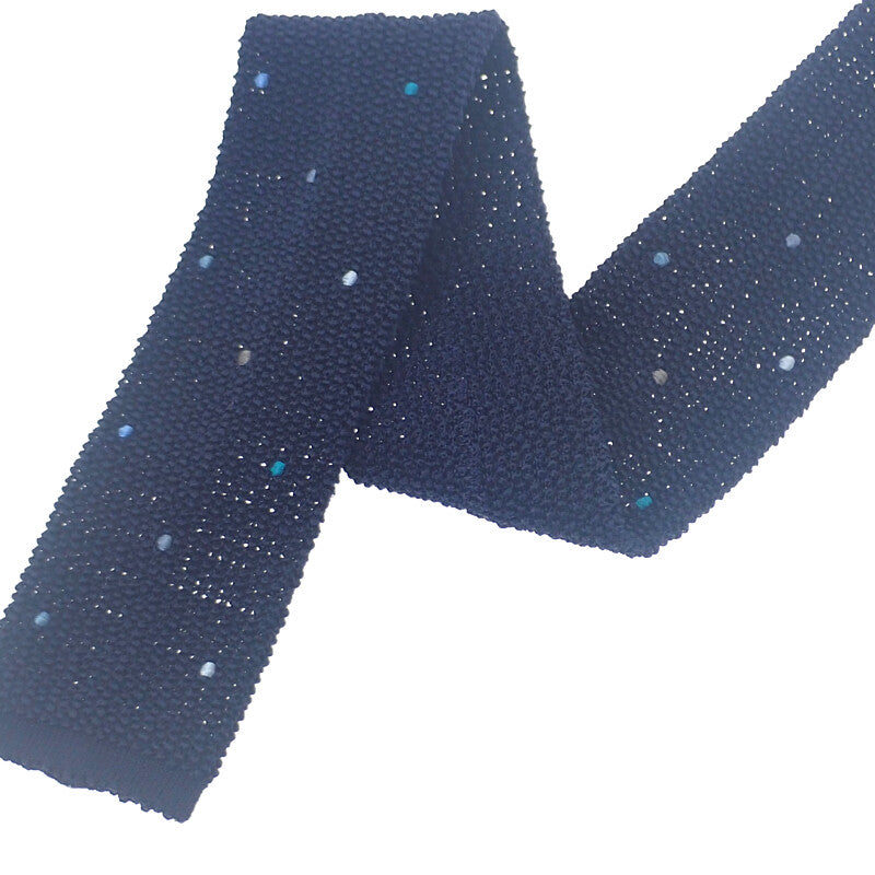 エルメス HERMES シルク ニットタイ ドット柄 H903011T16 ネクタイ シルク ネイビー メンズ【中古】【Aランク】