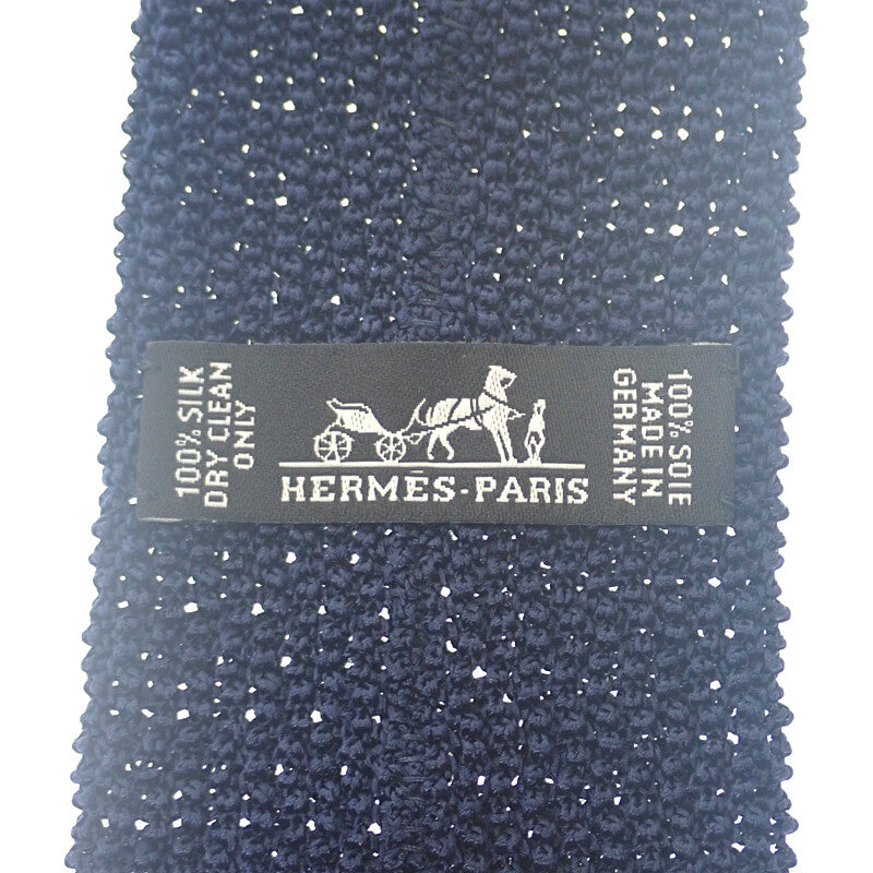 エルメス HERMES シルク ニットタイ ドット柄 H903011T16 ネクタイ シルク ネイビー メンズ【中古】【Aランク】