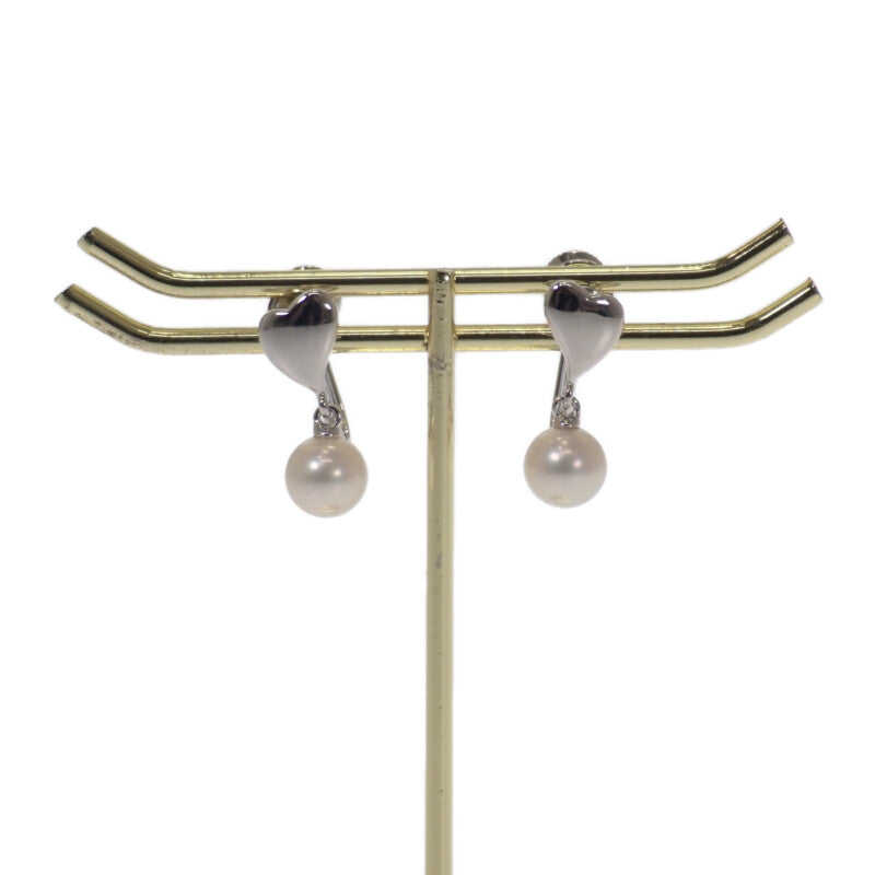 ミキモト MIKIMOTO パール ハート イヤリング シルバー レディース【中古】【Aランク】