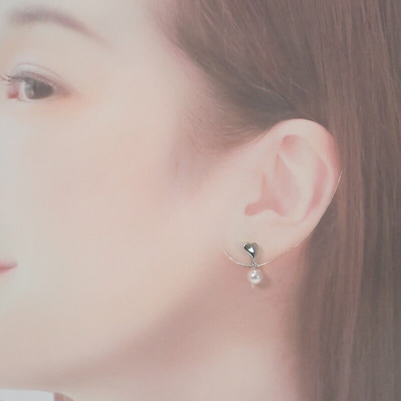 ミキモト MIKIMOTO パール ハート イヤリング シルバー925 レディース【中古】【Aランク】