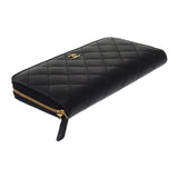 シャネル CHANEL クラシック ロングジップウォレット AP0242 長財布 キャビアスキン ブラック ゴールド金具 レディース【中古】【SAランク】
