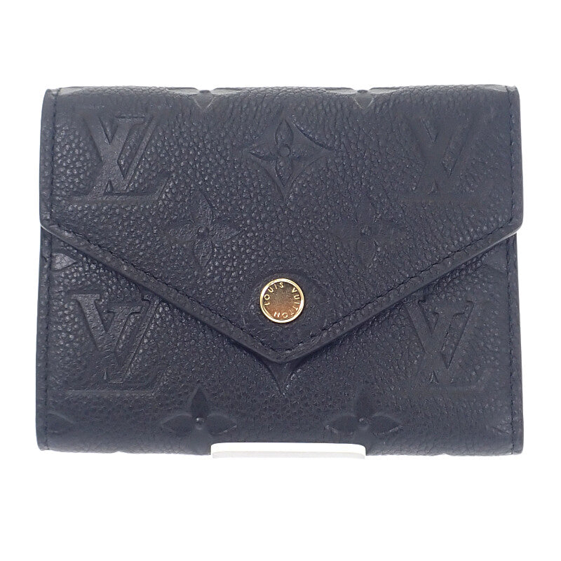 ルイヴィトン LOUIS VUITTON ポルトフォイユ ヴィクトリーヌ M64060 三つ折り財布 モノグラムアンプラント ノワール レディース メンズ【中古】【Sランク】