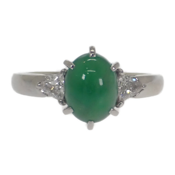 ミキモト MIKIMOTO 翡翠リング Jade 13号 リング Pt950プラチナ シルバー グリーン 翡翠 ダイヤモンド レディース【中古】【Aランク】
