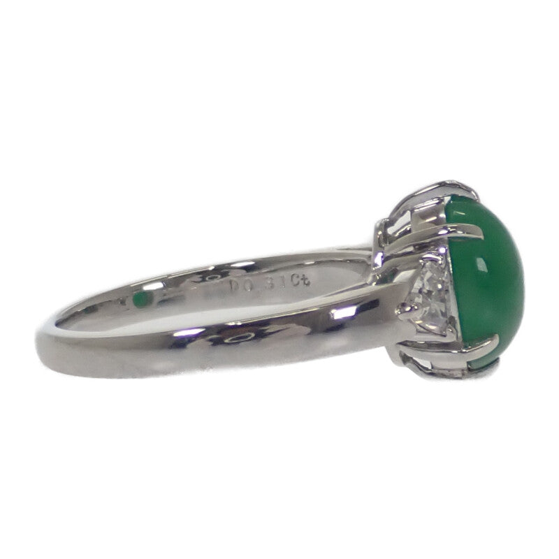 ミキモト MIKIMOTO 翡翠リング Jade 13号 リング Pt950プラチナ シルバー グリーン 翡翠 ダイヤモンド レディース【中古】【Aランク】