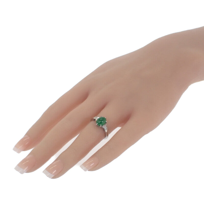 ミキモト MIKIMOTO 翡翠リング Jade 13号 リング Pt950プラチナ シルバー グリーン 翡翠 ダイヤモンド レディース【中古】【Aランク】