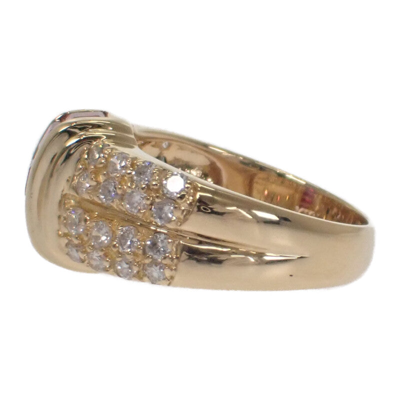 デザインジュエリー 13号 リング K18イエローゴールド ルビー ダイヤモンド レディース【中古】【Aランク】