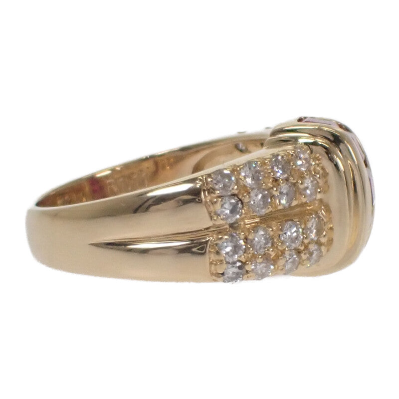 デザインジュエリー 13号 リング K18イエローゴールド ルビー ダイヤモンド レディース【中古】【Aランク】