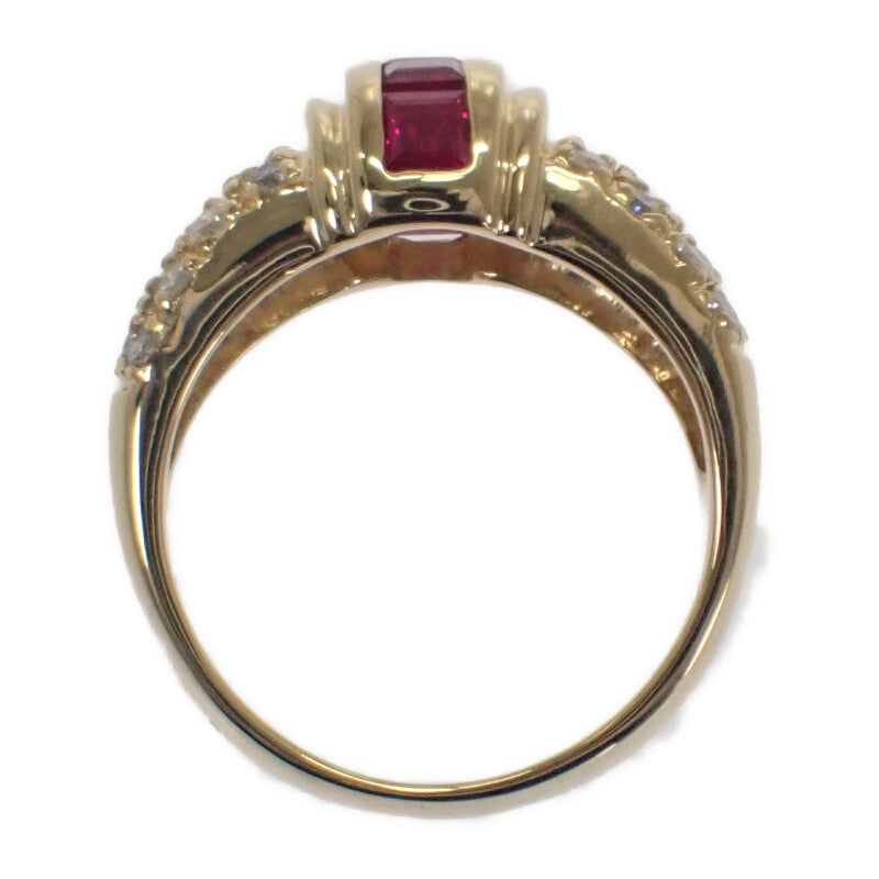 デザインジュエリー 13号 リング K18イエローゴールド ルビー ダイヤモンド レディース【中古】【Aランク】