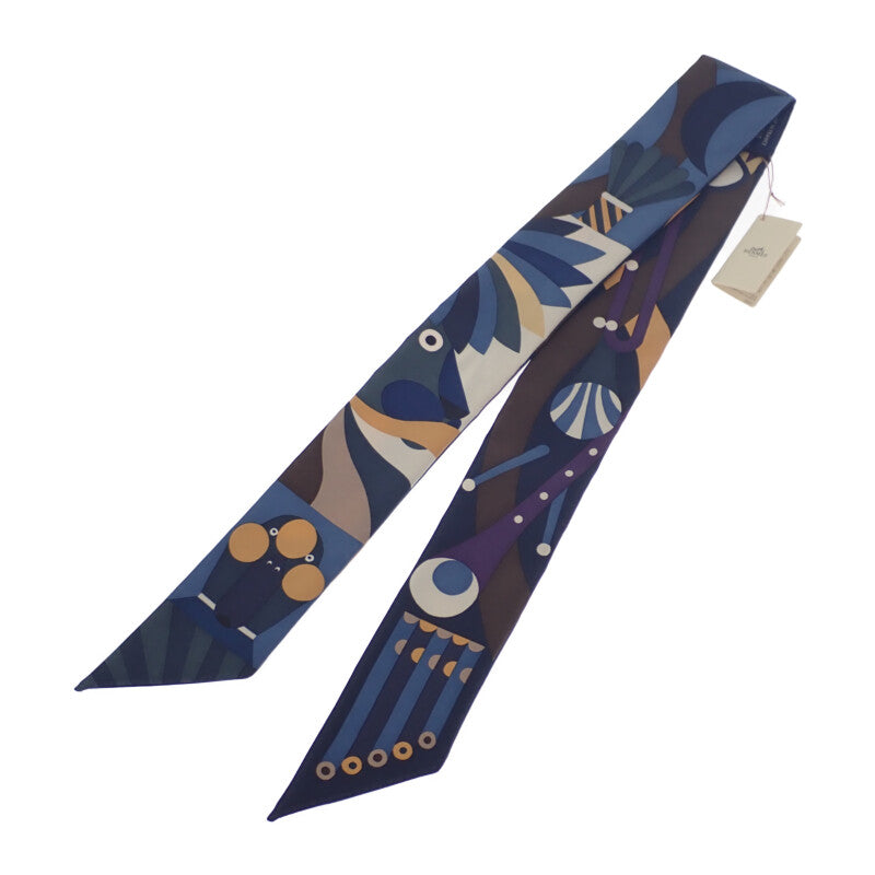 エルメス HERMES Parade en Fanfare ツイリー HTH2307 スカーフ シルク ブルージーン ネイビー レディース【中古】【Aランク】