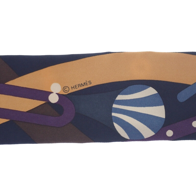 エルメス HERMES Parade en Fanfare ツイリー HTH2307 スカーフ シルク ブルージーン ネイビー レディース【中古】【Aランク】