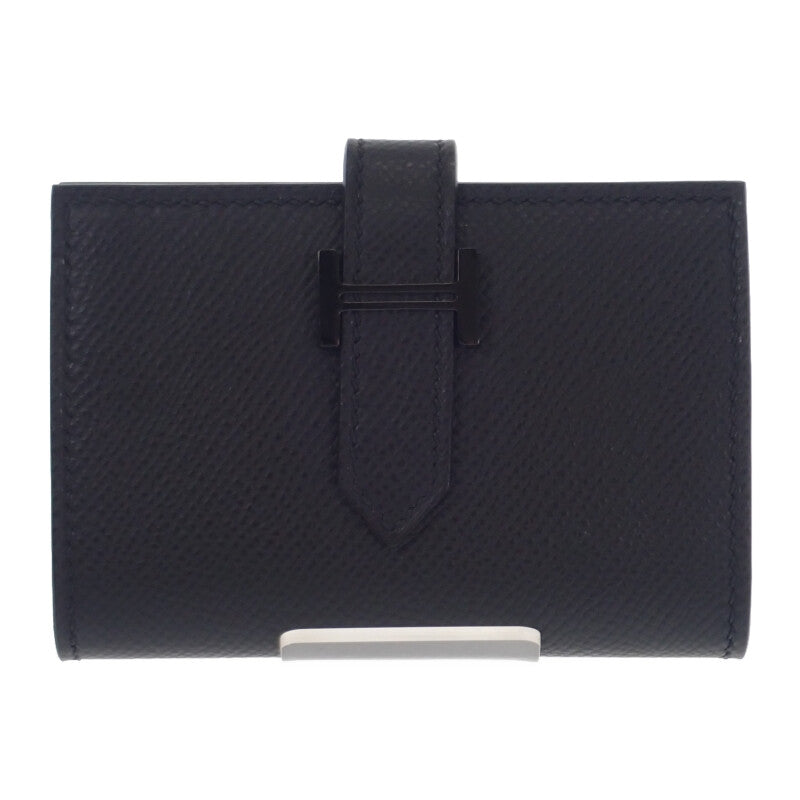 エルメス HERMES ベアン W刻印 カードケース ヴォーエプソン ソーブラック ブラック金具 レディース メンズ【中古】【Aランク】