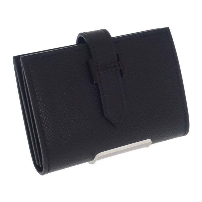 エルメス HERMES ベアン W刻印 カードケース ヴォーエプソン ソーブラック ブラック金具 レディース メンズ【中古】【Aランク】