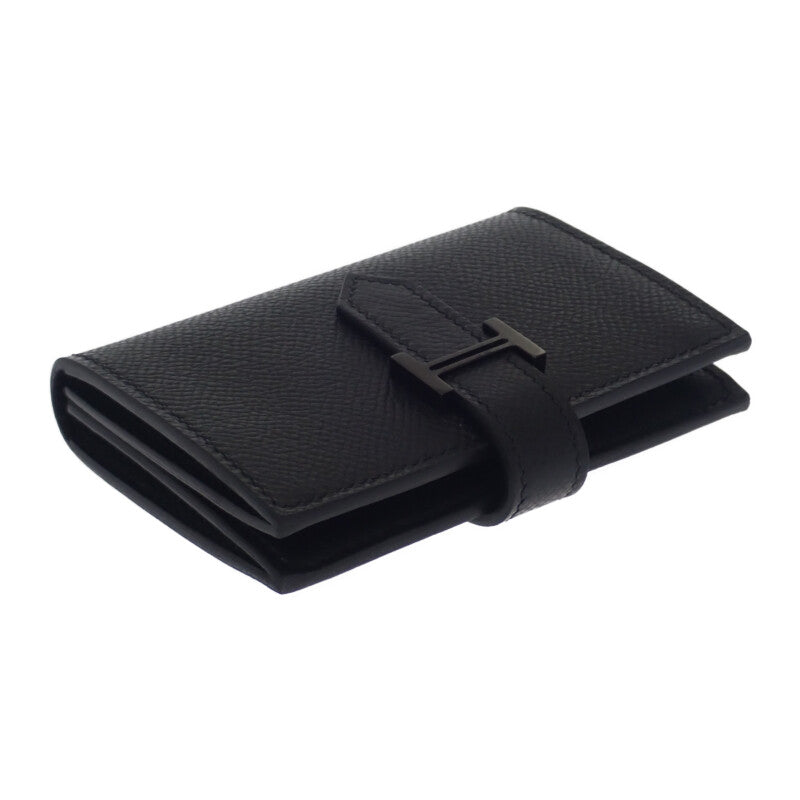 エルメス HERMES ベアン W刻印 カードケース ヴォーエプソン ソーブラック ブラック金具 レディース メンズ【中古】【Aランク】