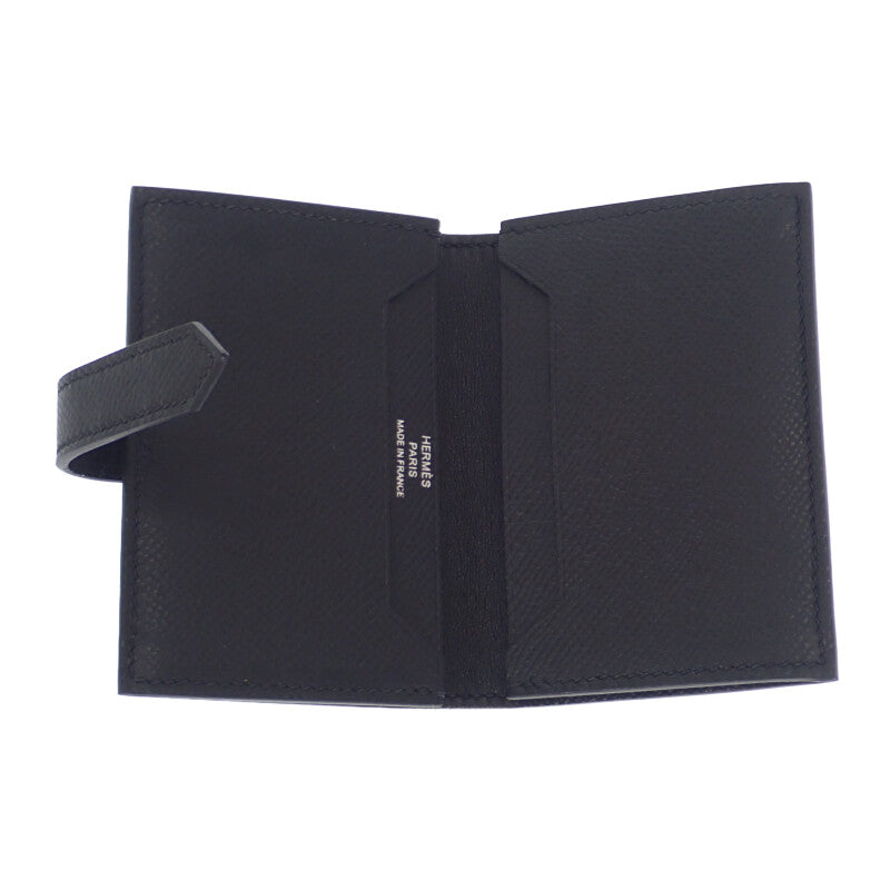 エルメス HERMES ベアン W刻印 カードケース ヴォーエプソン ソーブラック ブラック金具 レディース メンズ【中古】【Aランク】