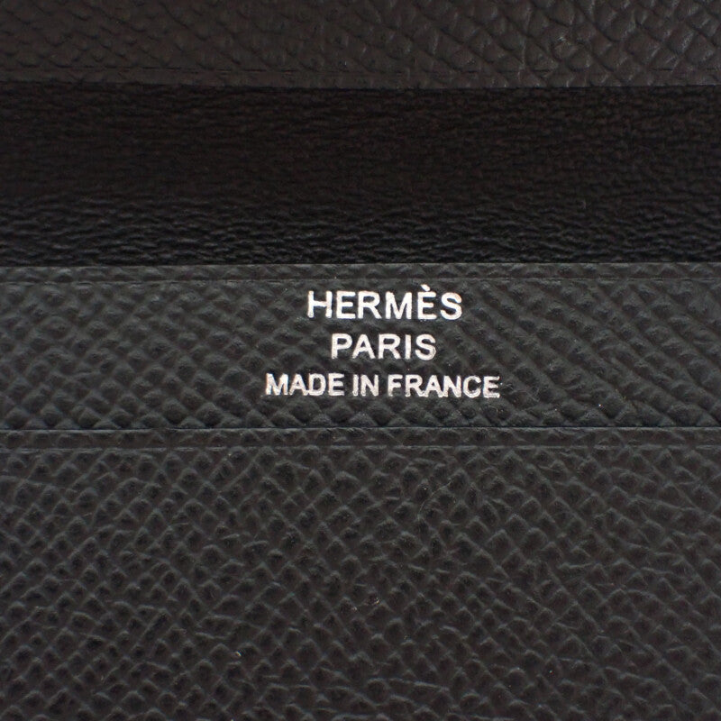 エルメス HERMES ベアン W刻印 カードケース ヴォーエプソン ソーブラック ブラック金具 レディース メンズ【中古】【Aランク】