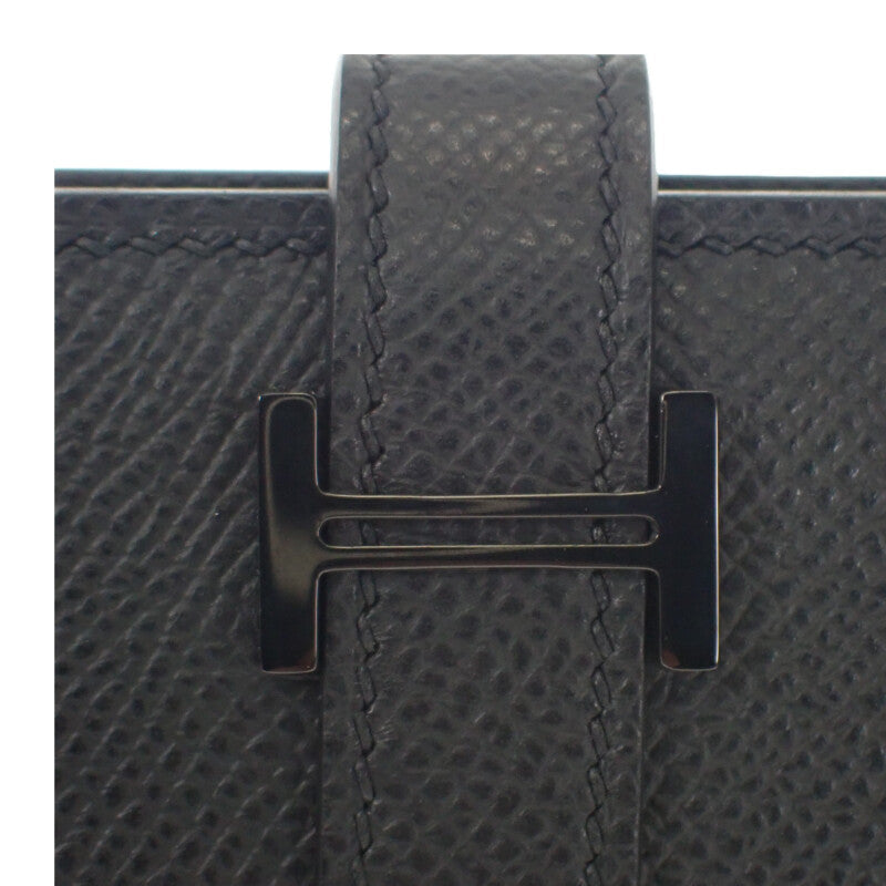 エルメス HERMES ベアン W刻印 カードケース ヴォーエプソン ソーブラック ブラック金具 レディース メンズ【中古】【Aランク】