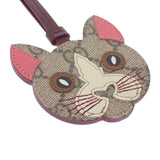グッチ GUCCI キャットシェイプ ‎820787_FAEC9_9782 バッグチャーム ポリウレタン レザー ベージュ ボルドー レディース【中古】【Aランク】