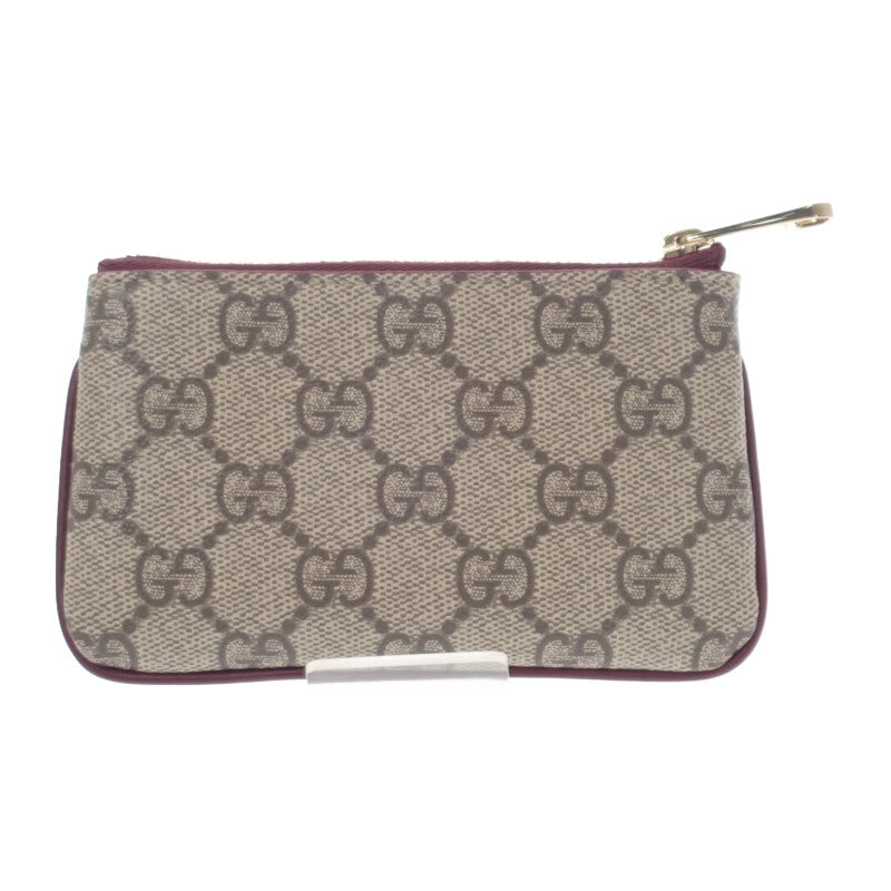 グッチ GUCCI キャットデティール キーポーチ 818768FAEEN8574 キーケース GGスプリームキャンバス ベージュ ボルドー ゴールド金具 レディース メンズ【中古】【Aランク】