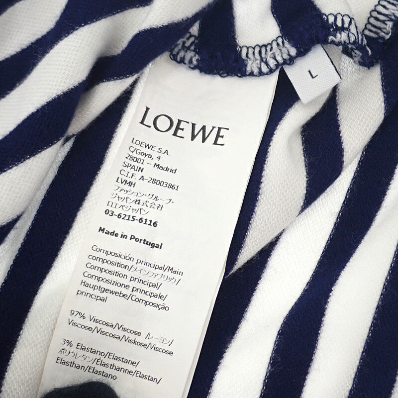 ロエベ LOEWE アナグラム ボーダー L S359Y23X89 タンクトップ ポリウレタン レーヨン ネイビー レディース【中古】【Aランク】