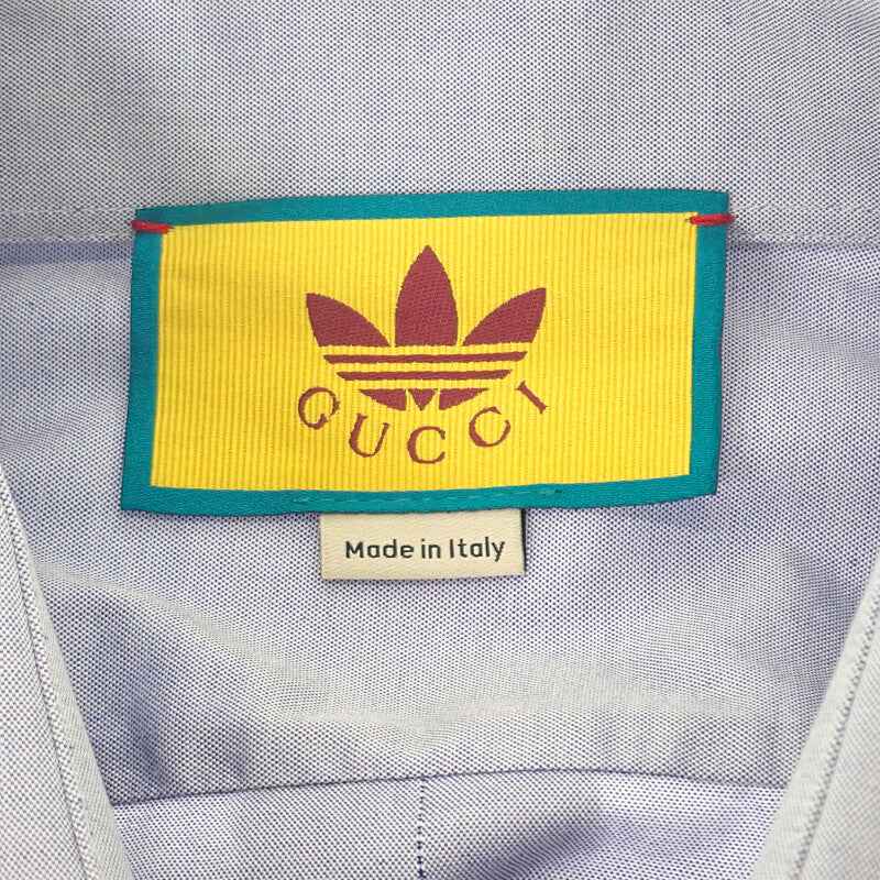 グッチ GUCCI フィラフィルシャツ アディダスコラボ 44 691521 長袖シャツ コットン ブルー メンズ【中古】【Aランク】