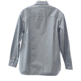 グッチ GUCCI 刺繍ストライプ 46 814715 長袖シャツ コットン ブルー メンズ【中古】【Aランク】