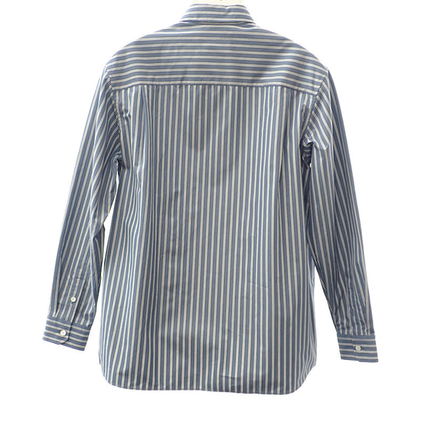 グッチ GUCCI 刺繍ストライプ 46 814715 長袖シャツ コットン ブルー メンズ【中古】【Aランク】