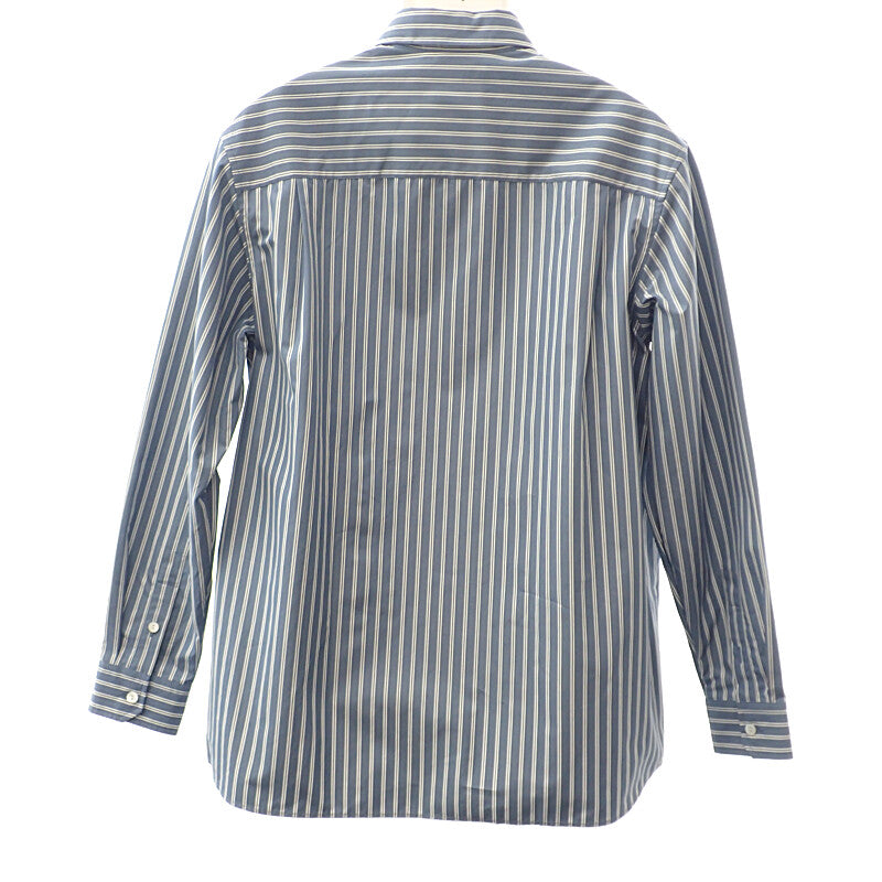 グッチ GUCCI 刺繍ストライプ 46 814715 長袖シャツ コットン ブルー メンズ【中古】【Aランク】