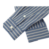 グッチ GUCCI 刺繍ストライプ 46 814715 長袖シャツ コットン ブルー メンズ【中古】【Aランク】