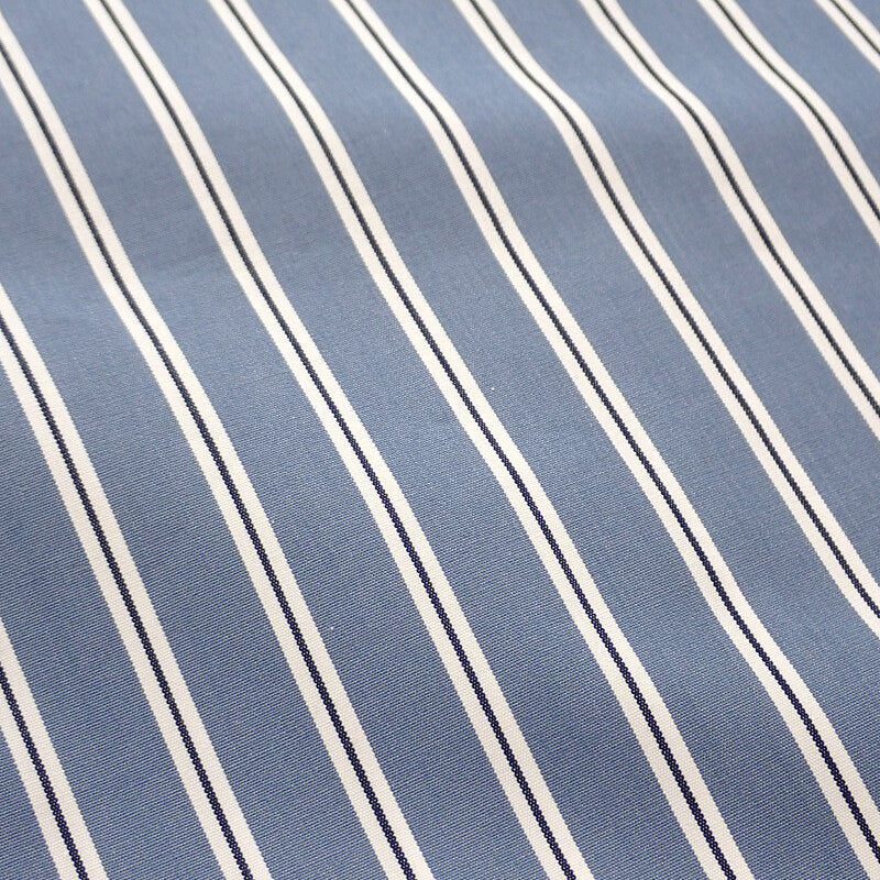 グッチ GUCCI 刺繍ストライプ 46 814715 長袖シャツ コットン ブルー メンズ【中古】【Aランク】