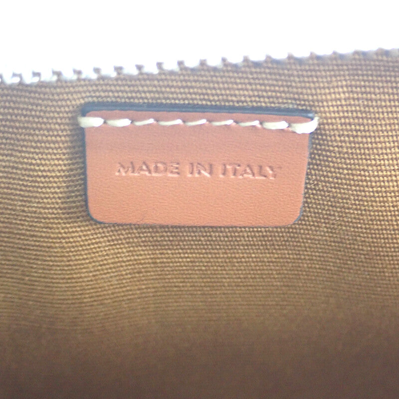 セリーヌ CELINE トリオンフ ホリゾンタル ポーチ 10L272DM5.04LE ショルダーバッグ キャンバス レザー タン エクリュ レディース【中古】【Aランク】