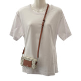 セリーヌ CELINE トリオンフ ホリゾンタル ポーチ 10L272DM5.04LE ショルダーバッグ キャンバス レザー タン エクリュ レディース【中古】【Aランク】