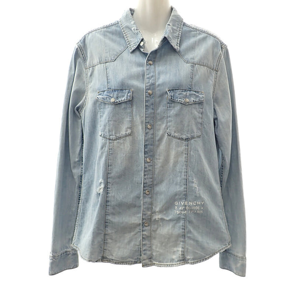 ジバンシー Givenchy デニムシャツ L BM60G050CM 長袖シャツ デニム コットン ブルー メンズ【中古】【Aランク】