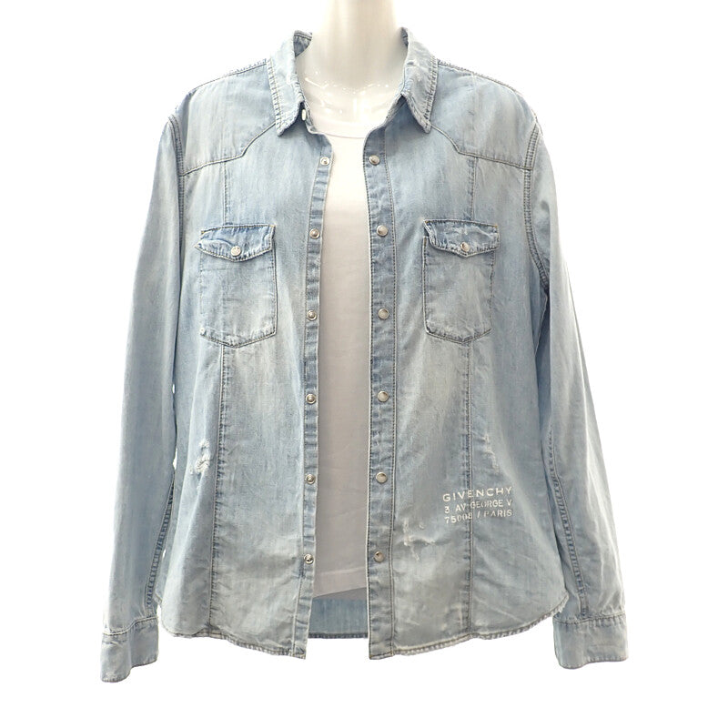 ジバンシー Givenchy デニムシャツ L BM60G050CM 長袖シャツ デニム コットン ブルー メンズ【中古】【Aランク】