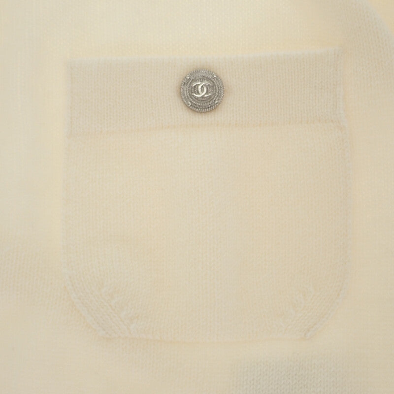 シャネル CHANEL フラワー ビーズ 34 P43016K04343_AW005 カーディガン カシミヤ ホワイト レディース【中古】【Aランク】
