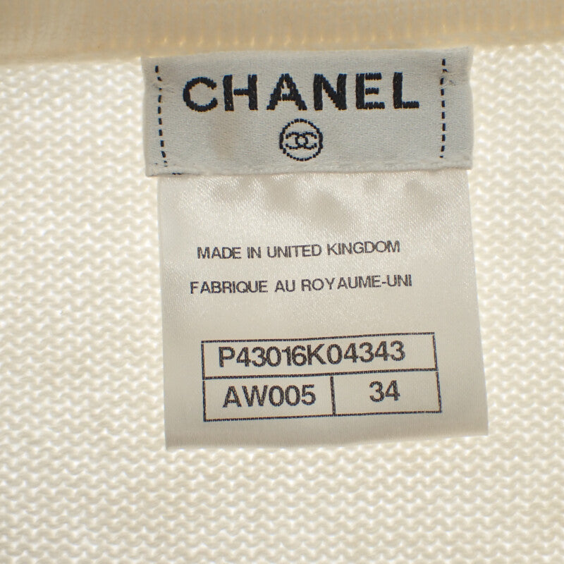 シャネル CHANEL フラワー ビーズ 34 P43016K04343_AW005 カーディガン カシミヤ ホワイト レディース【中古】【Aランク】