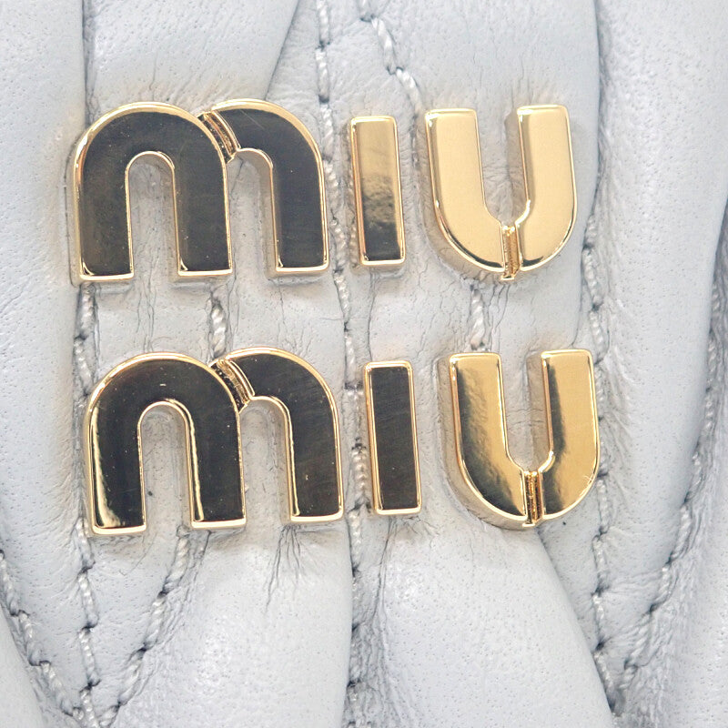 ミュウミュウ MIUMIU マテラッセ コインケース 5MB06M_2FPP_F0164 カードケース ラムスキン パールグレー ゴールド金具 レディース【中古】【Aランク】