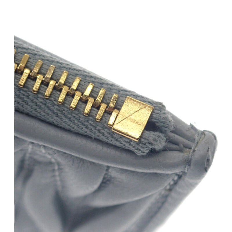 ミュウミュウ MIUMIU マテラッセ コインケース 5MB06M_2FPP_F0164 カードケース ラムスキン パールグレー ゴールド金具 レディース【中古】【Aランク】