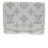 ルイヴィトン LOUIS VUITTON ポルトフォイユ・イリスコンパクト 日本限定 M11802 二つ折り財布 モノグラムマヒナ ホワイト ブルー シルバー金具 レディース メンズ【中古】【Aランク】