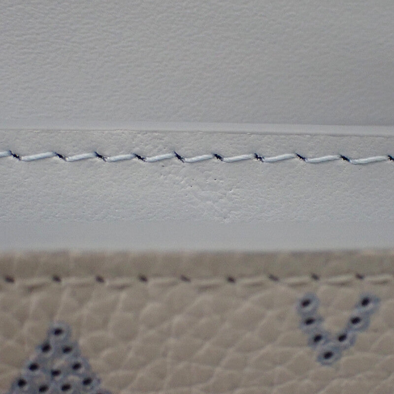 ルイヴィトン LOUIS VUITTON ポルトフォイユ・イリスコンパクト 日本限定 M11802 二つ折り財布 モノグラムマヒナ ホワイト ブルー シルバー金具 レディース メンズ【中古】【Aランク】