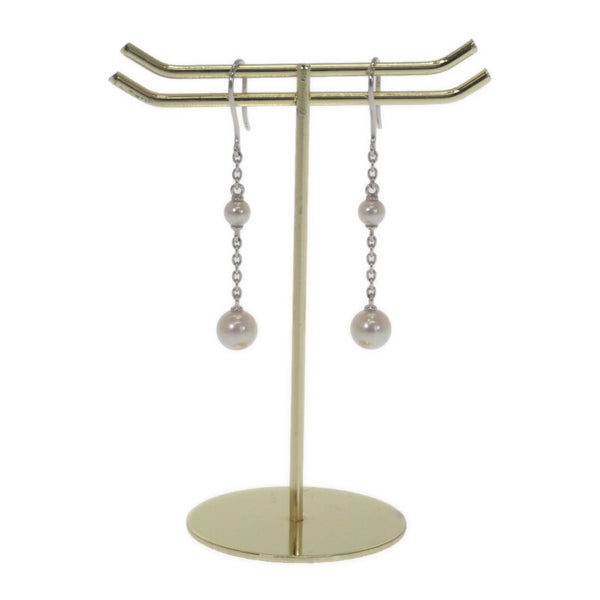 ミキモト MIKIMOTO パールチェーン ピアス K18ホワイトゴールド アコヤ真珠 レディース【中古】【Aランク】